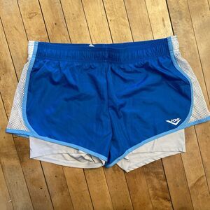 Pony Women’s Vintage Track Shorts Blue Mesh Drawstring Pull On